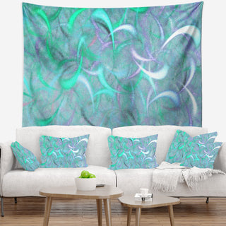 Blue Watercolor Fractal Pattern Abstract Wall Tapestry, 80"x68"