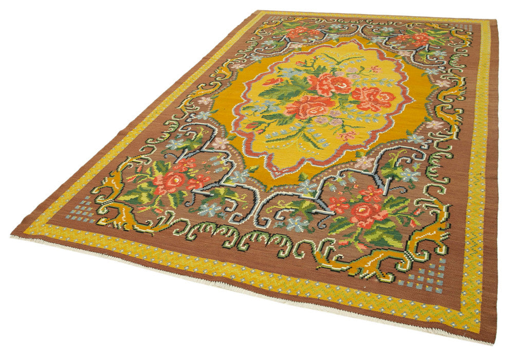 Rug N Carpet - Handmade Moldovian 6' 7'' x 9' 9'' Vintage Floral Kilim Rug