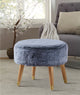 Solid Heavy Faux Fur Oval Ottoman, Black