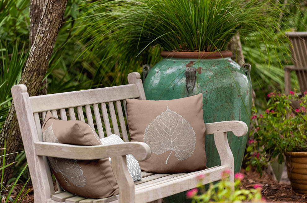Leaf Study Indoor/Outdoor Throw Pillow, Mauve, 20"x20"