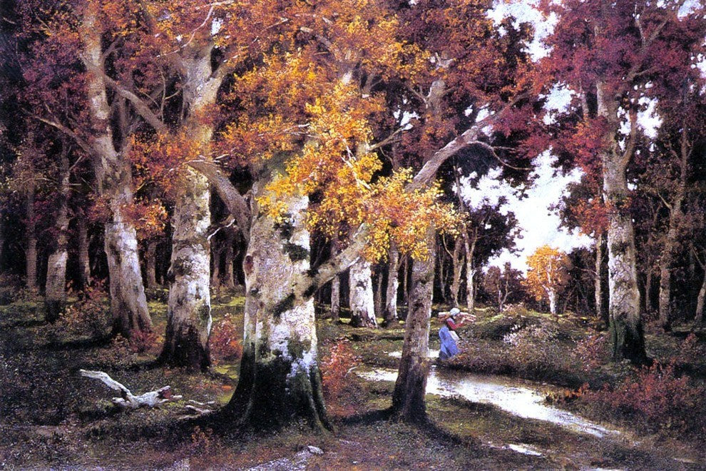 Adolf Kaufmann A Young Woman by a Forest Stream Wall Decal Print