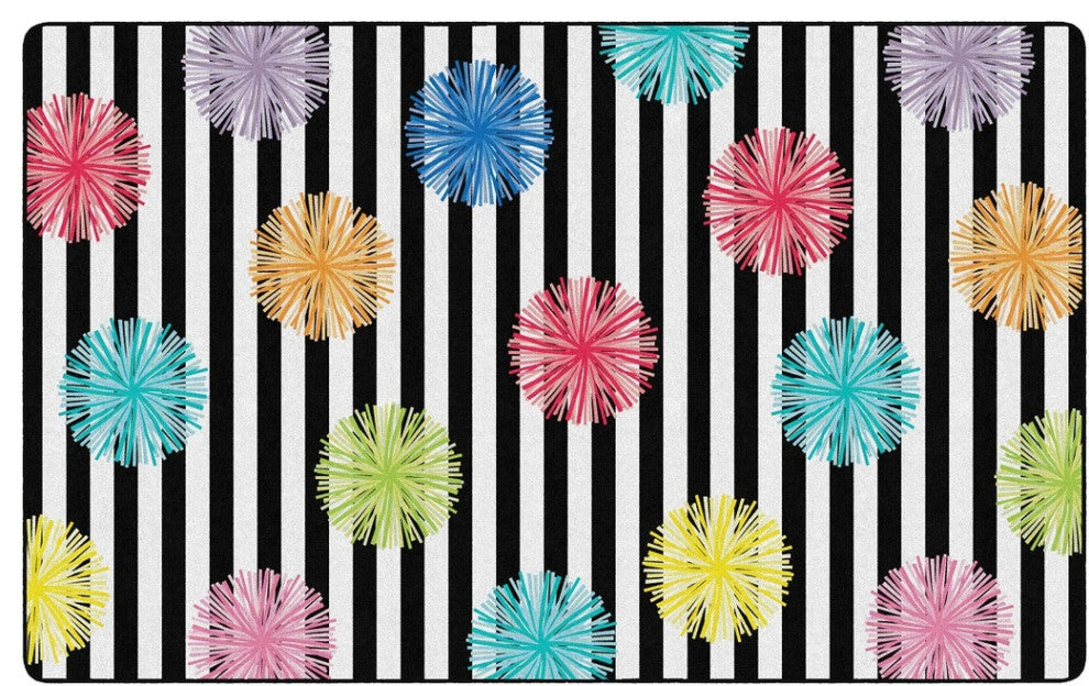 Flagship Carpets CA2010-44SG Just Teach Black/White Poms