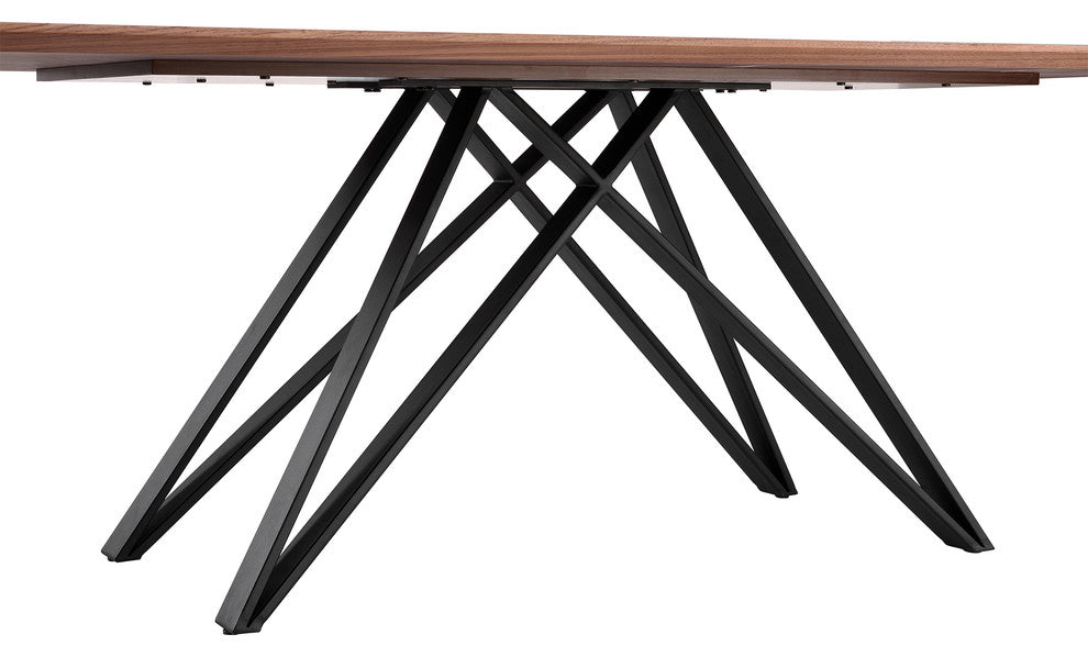 Modena Dining Table, Matte Black Finish and Walnut Wood Top