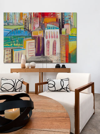 "Three Bridges" Painting Print on Wrapped Canvas, 18"x12"