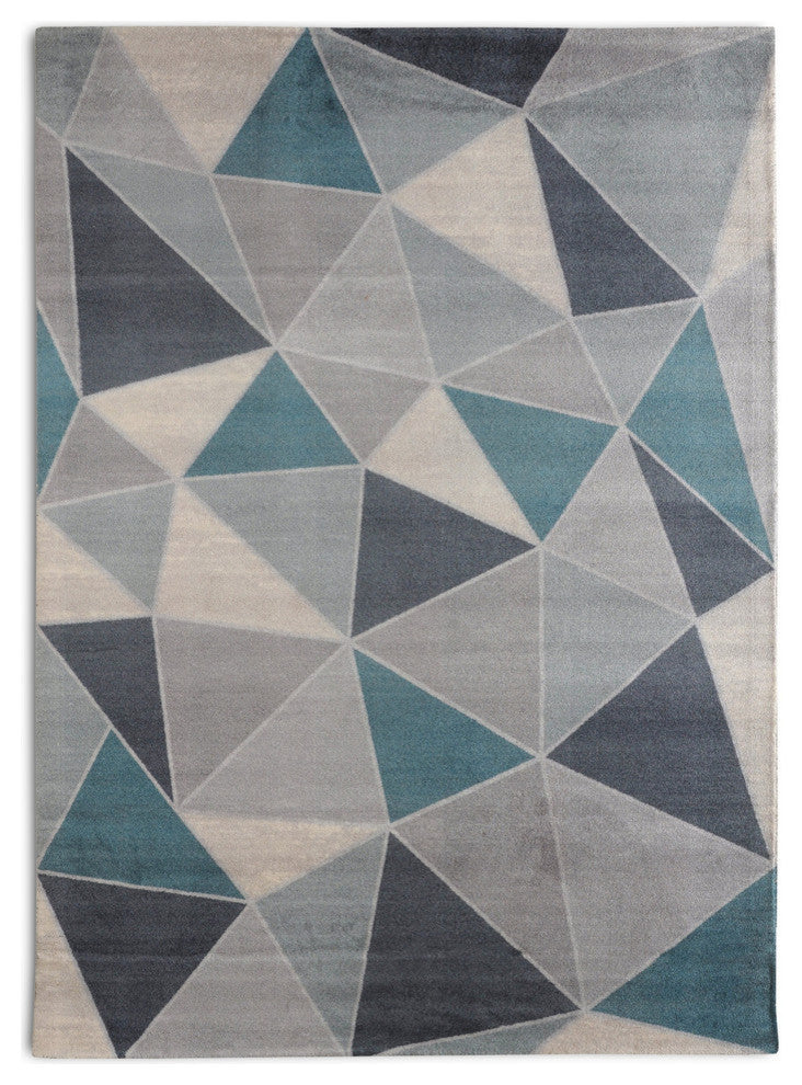 Teal Confetti Mid-Century Modern Geometric Area Rug, 5'x7'