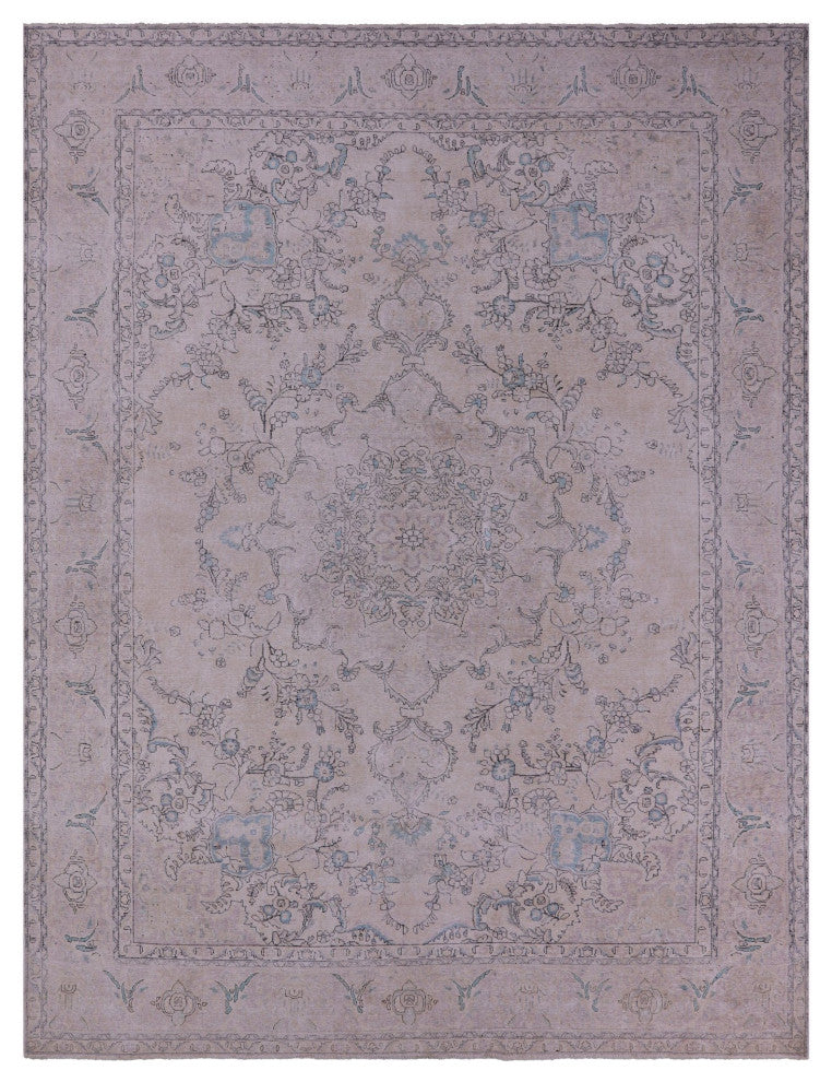 9' 10" X 12' 8" Persian Vintage White Wash Handmade Rug Q4620