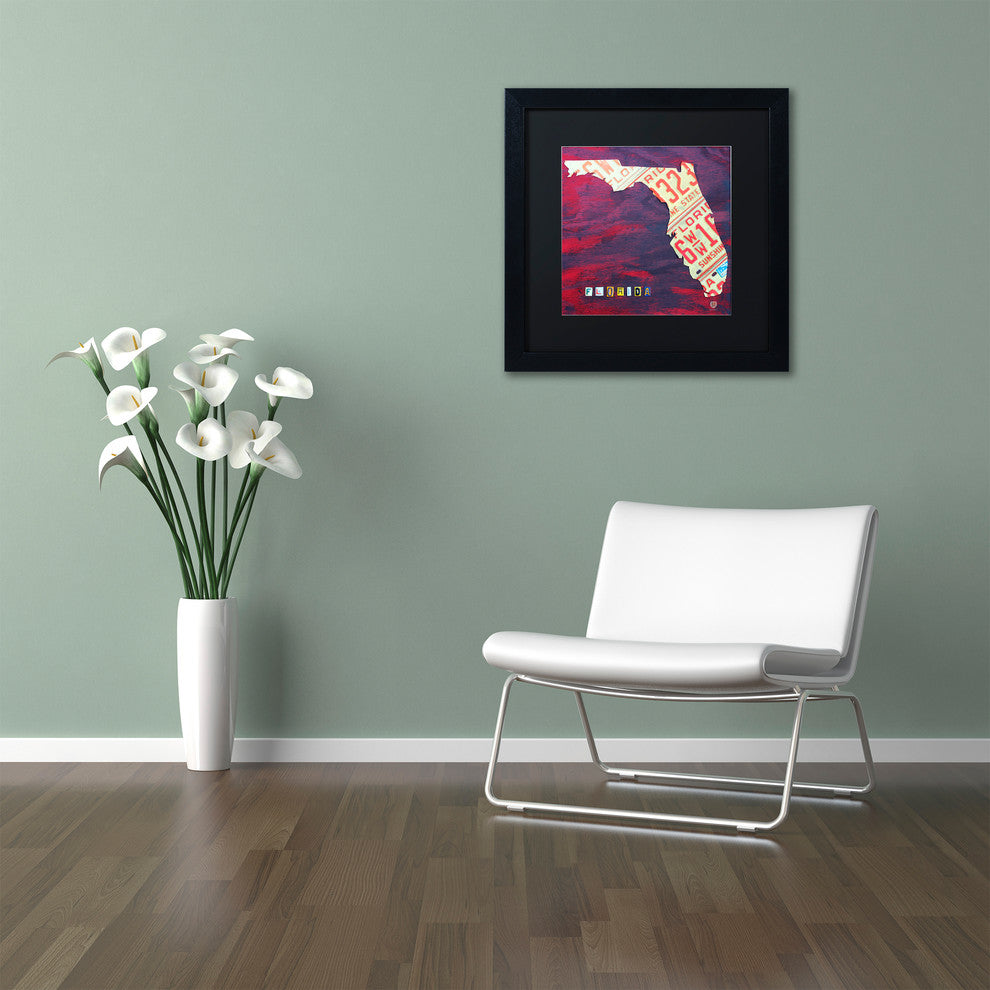 "Florida License Plate" Matted Framed Canvas Art by Design Turnpike