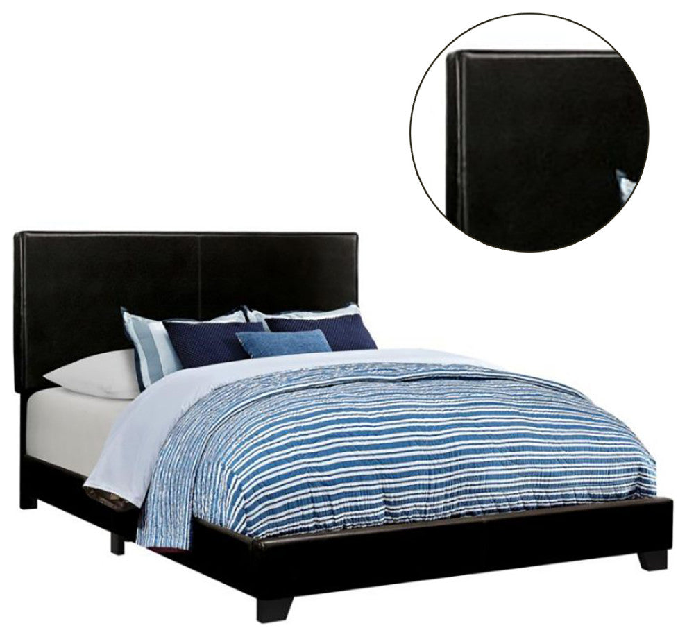 Leatherette Upholstered Bed, Cal. King Size, Black