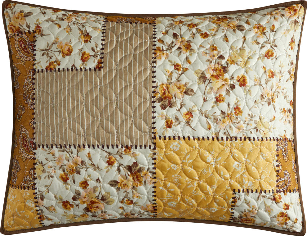 Fayetta 3 Piece Quilt Set, Gold, King