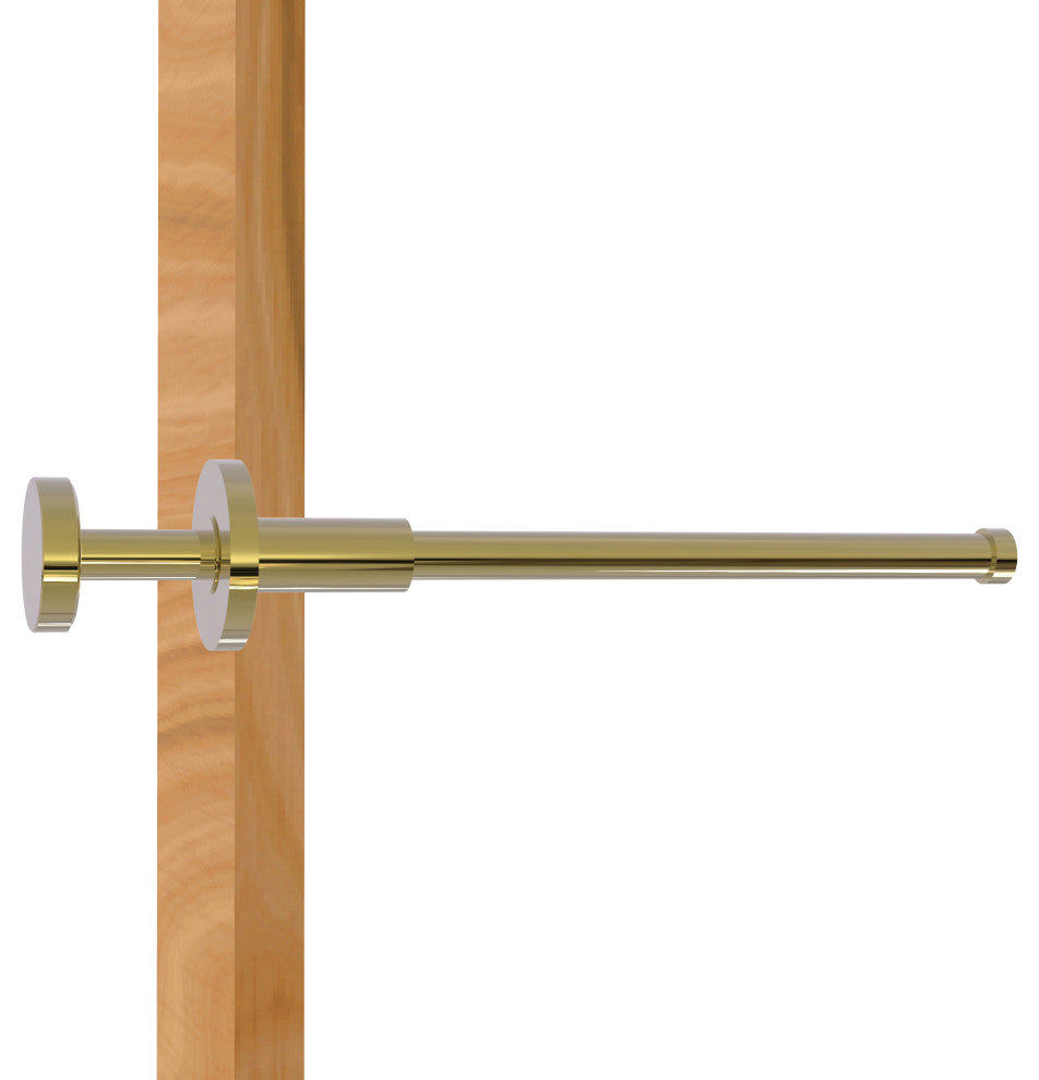 Modern Style Pullout Retractable Garment Rod, Unlacquered Brass