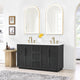 Busan Bath Vanity, Quartz Top No Mirror, Oak Classic Black, 60", Double Vanity