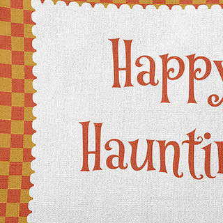 Happy Haunting Checks Accent Pillow, Rust, 20"x20"