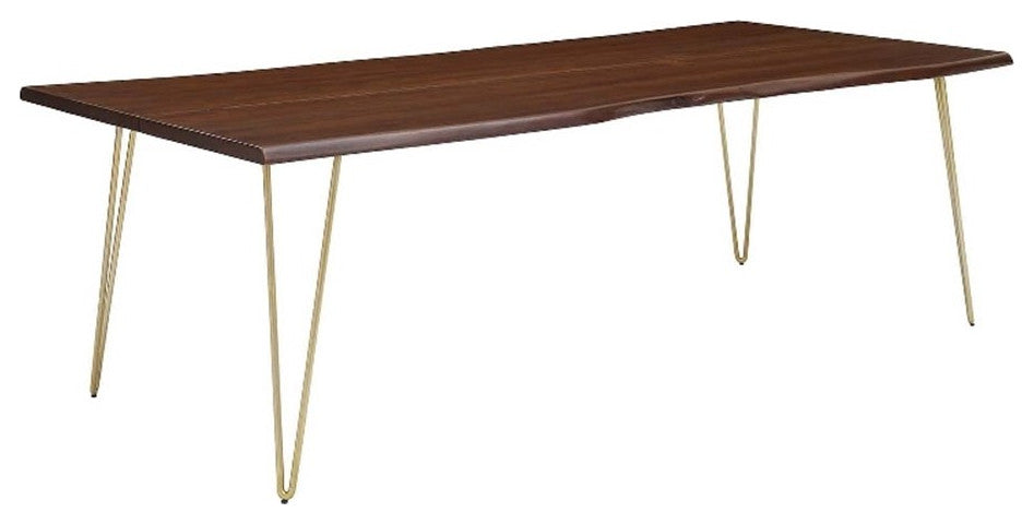 Ardor 96" Live Edge Acacia Wood Dining Table, Gold Walnut