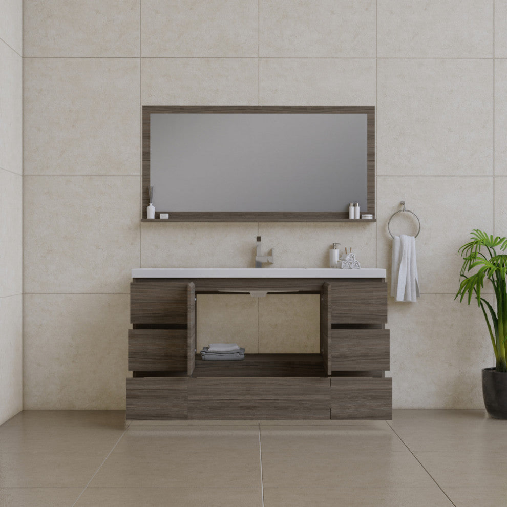 Paterno 60" Single Bathroom Vanity With Sink, Gray