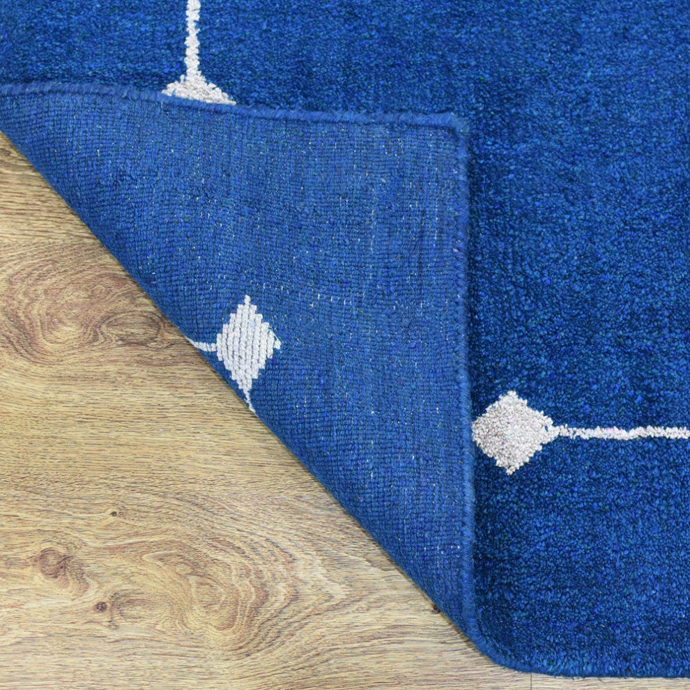 HAND KNOTTED LOOM SILK ECO-FRIENDLY AREA RUGS -8'x8', Square, Blue, Contemporary