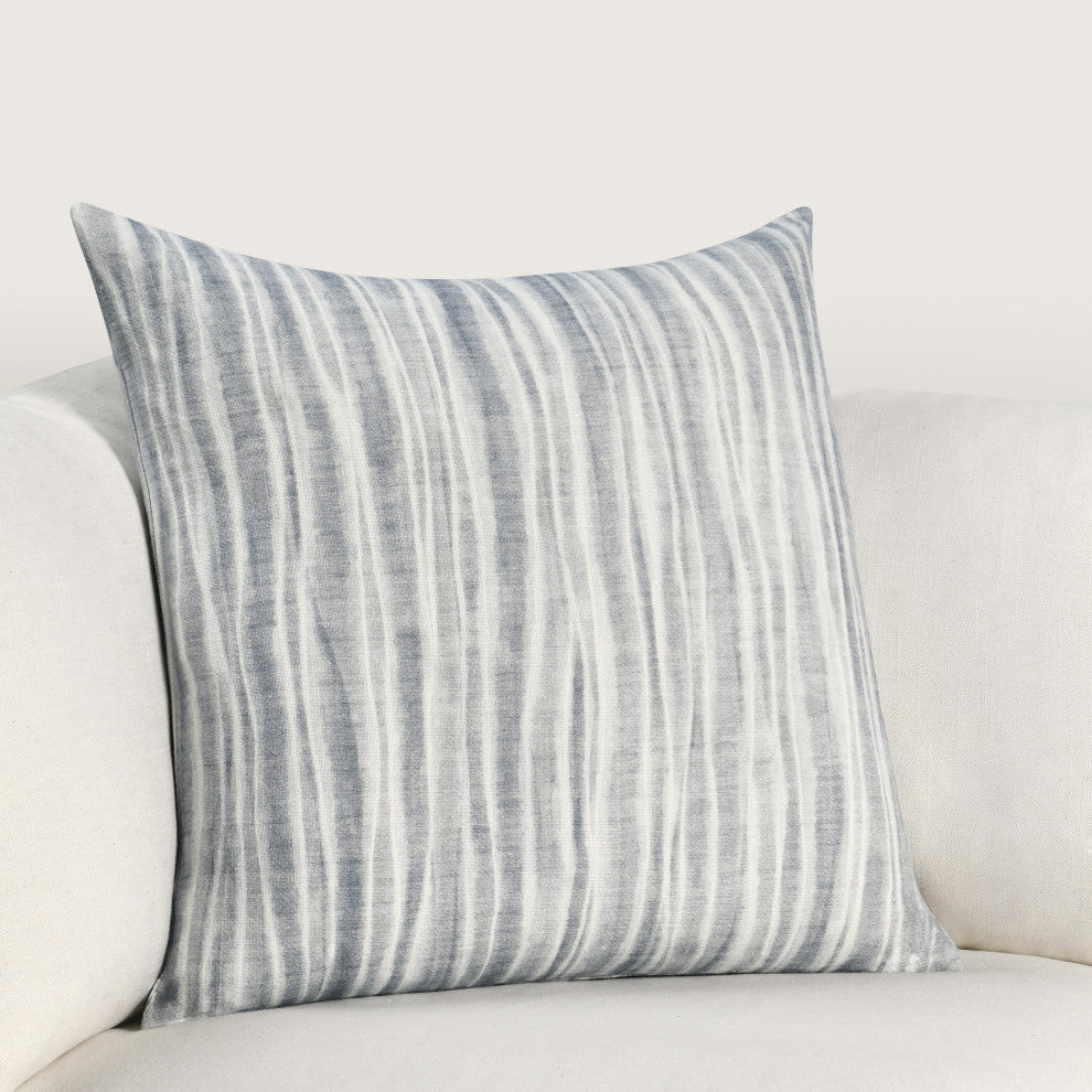 Holston 22" Cotton Fabric Throw Pillow, Blue