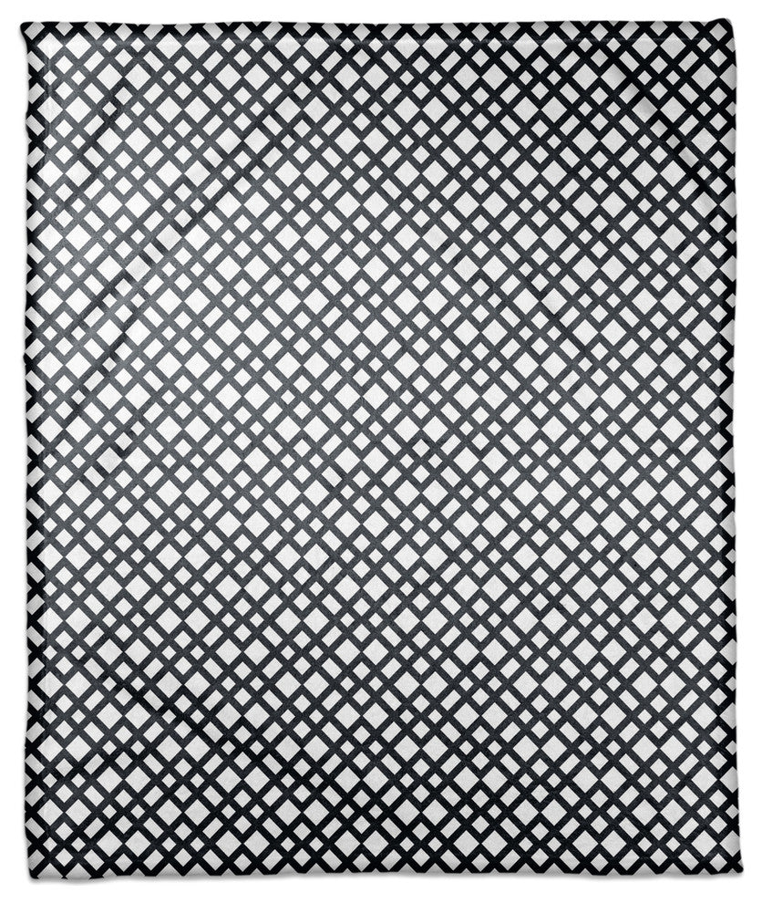 Navy Lattice Pattern Fleece Blanket