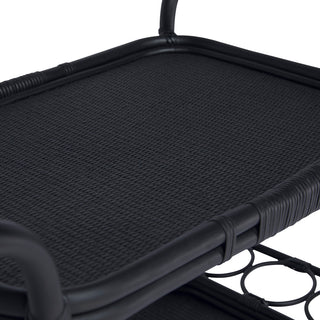 Carlo Rattan Bar Cart - Black