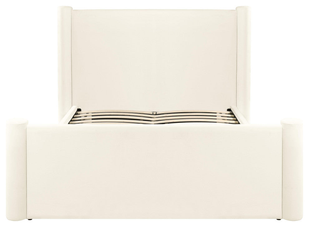 Athara Cream Velvet Queen Bed