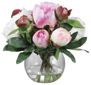 Uttermost Blaire Polyester and Iron Peony Bouquet in Lush Pink/Clear/Cream