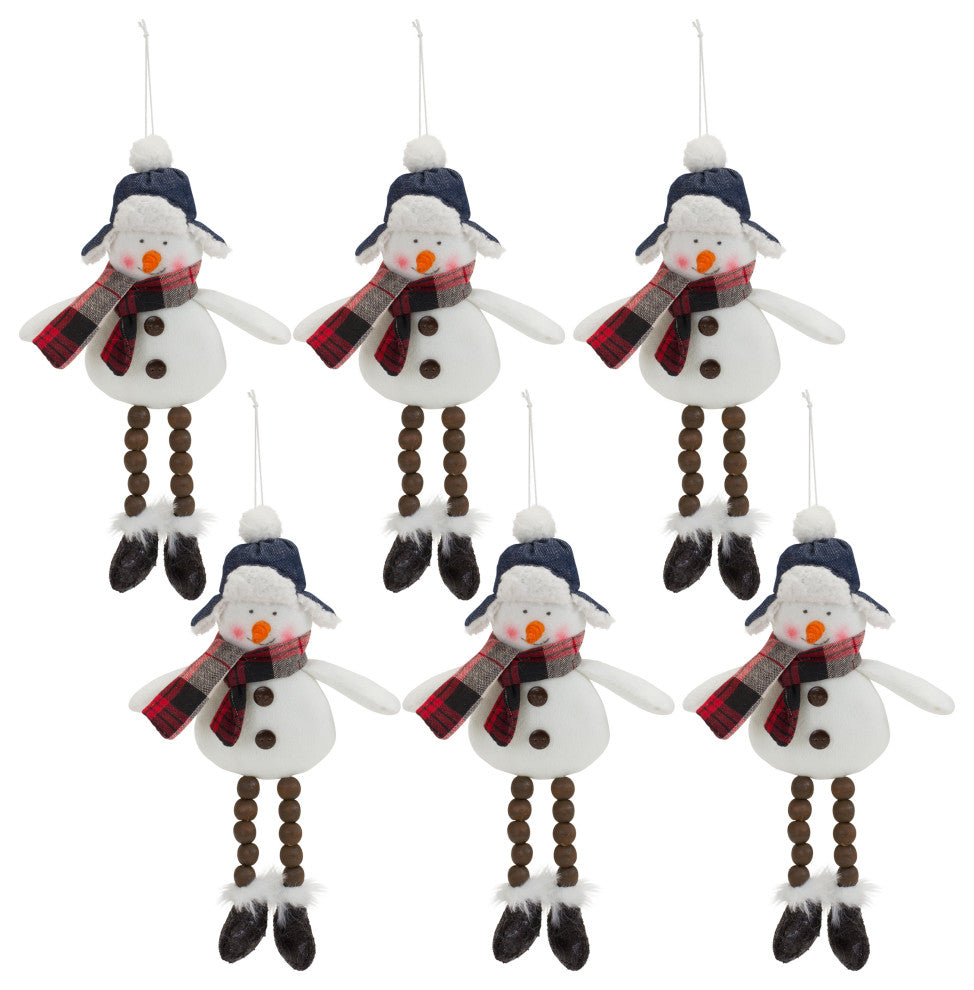 Plush Snowman Ornament, 6-Piece Set