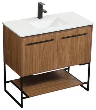 Sue Walnut Brown-Light Bathroom Vanity, Walnut Brown, 36"