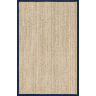 Nuloom Jute and Sisal Elijah Seagrass With Border Area Rug, Navy 6'x9'