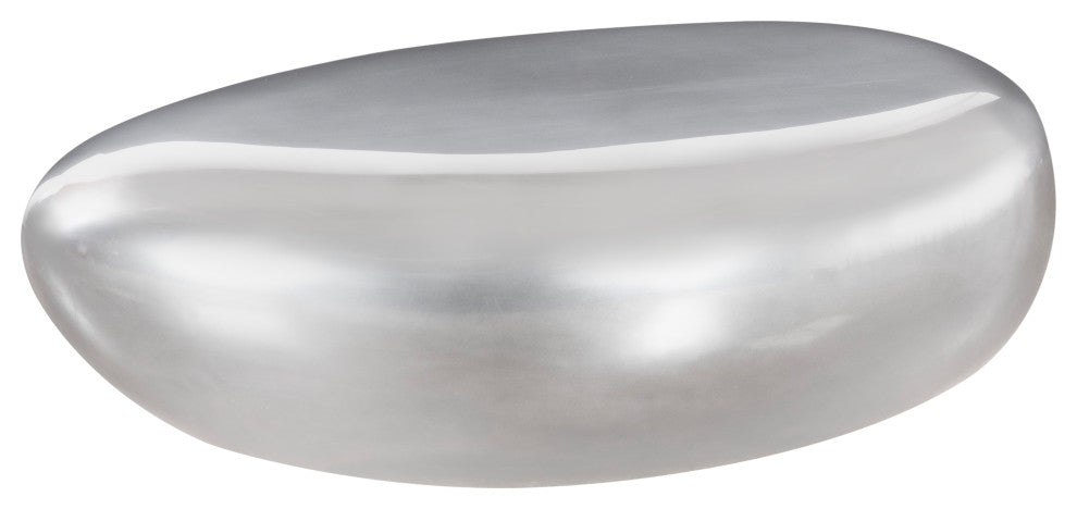 River Stone Coffee Table, Liquid Silver, Small