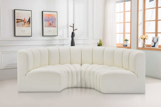 Arc Vegan Leather Upholstered 4-Pc. Inward Curved Modular Sectional, Cream