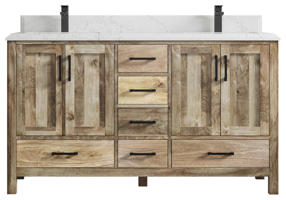Malibu Mango 60 Double Sink Bathroom Vanity in Natural 1.5" Empira Quartz