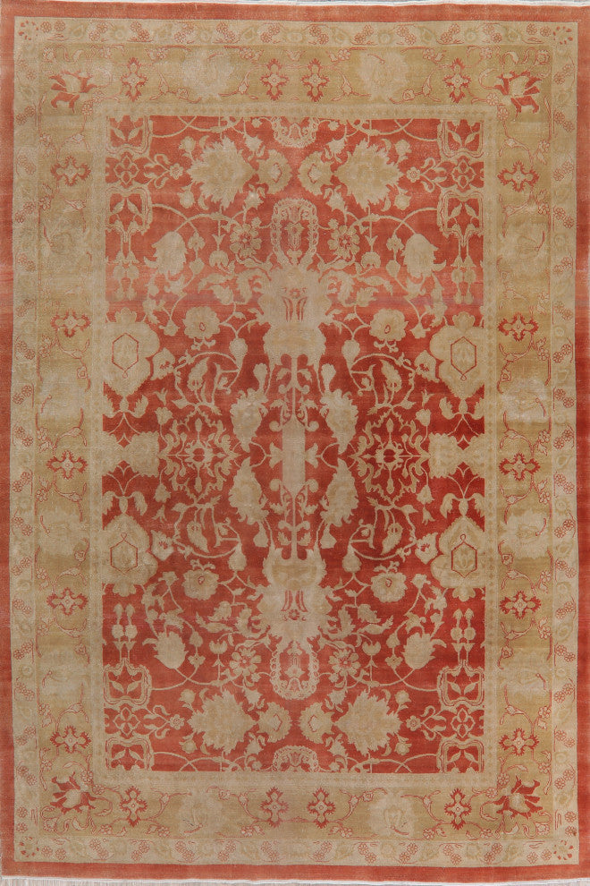 Rustic Style All-Over Hand Made Vegetable Dye Area Rug Oriental, Rust, 9 X 12