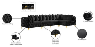 Tremblay Modular Sectional, Black, L-Shaped, 5-Piece: Armless (3), Corner (2)
