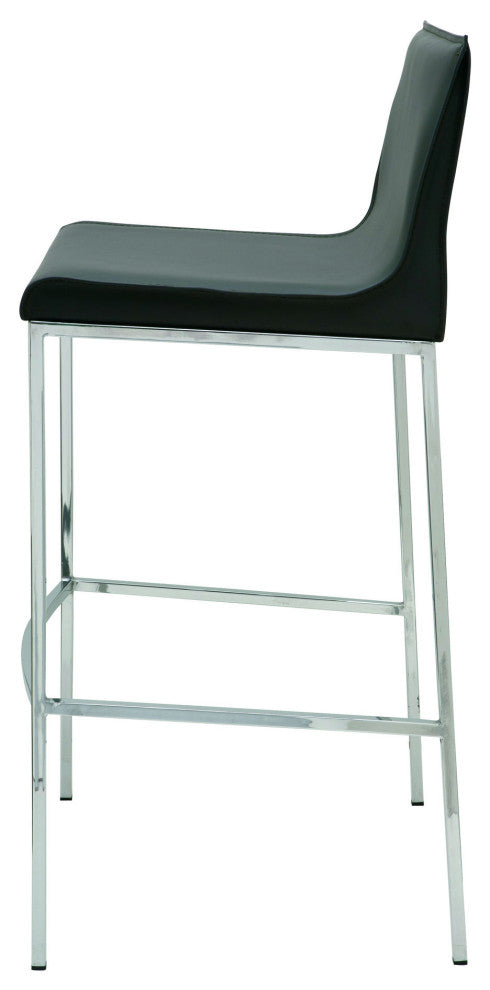 Colter Leather Stool, Black, Bar Height