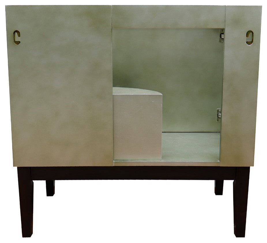 37" Single Vanity, Linen Brown Finish With White Carrara Top