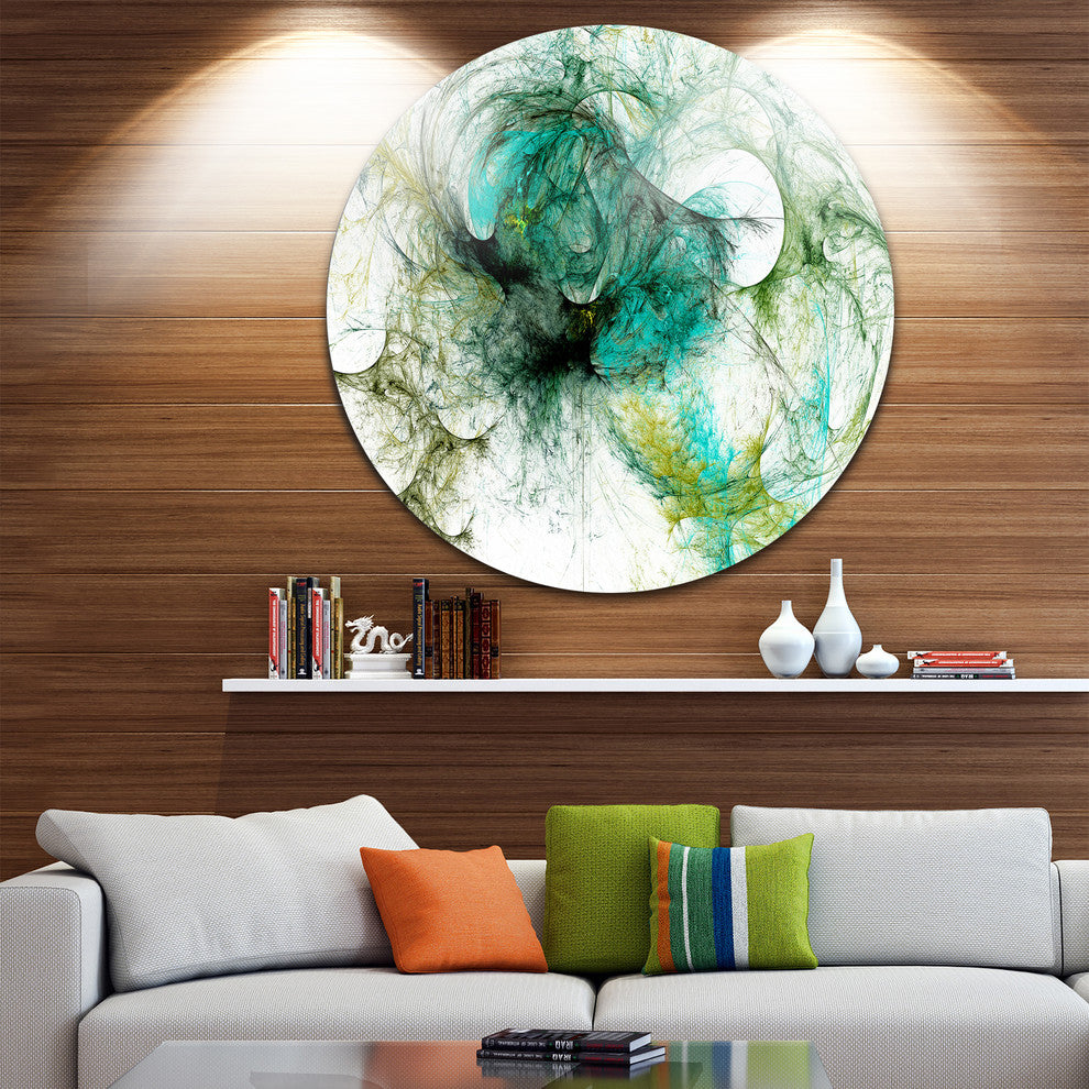 Fractal Paint Pattern, Abstract Large Disc Metal Wall Art, 38"