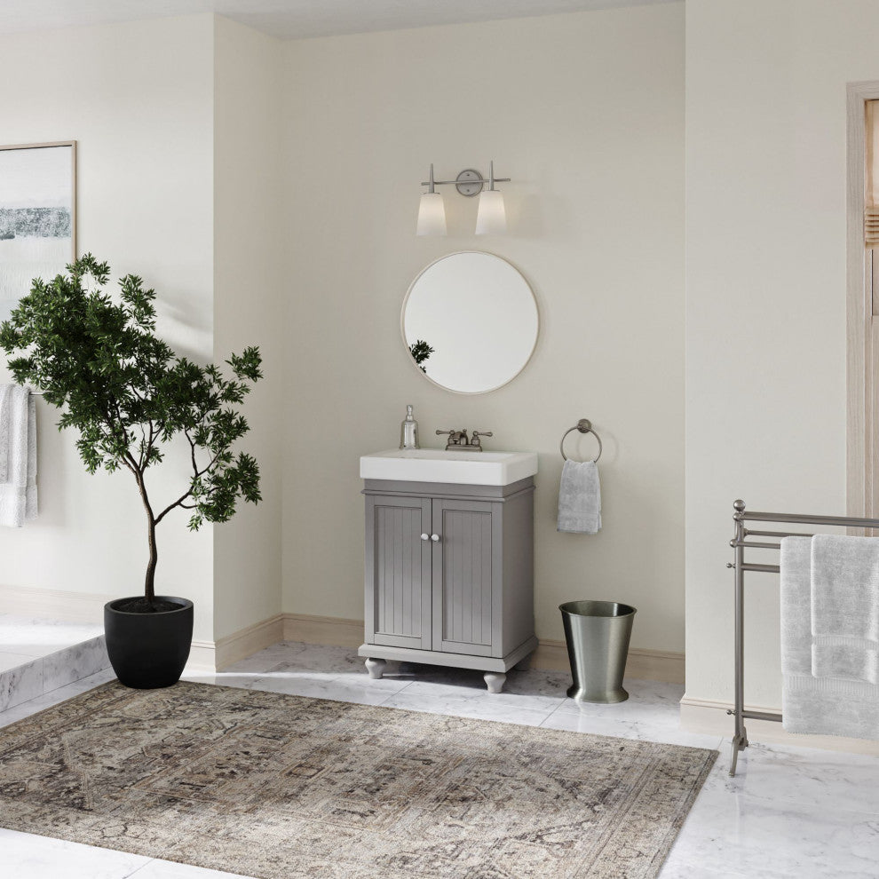 The Monroe Bathroom Vanity, Single Sink, 24", Gray, Freestanding