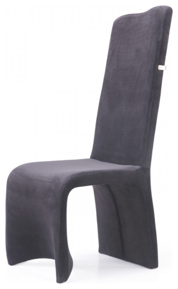 Set of 2 Tall Back Black Velvet Dining Chairs