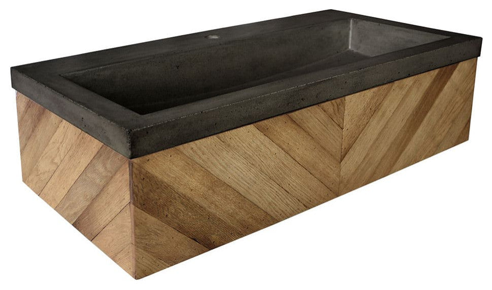 36" Chardonnay Floating Vanity with NativeStone Trough in Slate