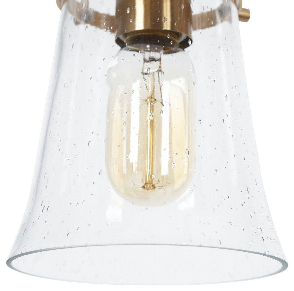 LNC Polished Gold Modern Seeded-Glass Semi-flush Mount Light, 19" Width