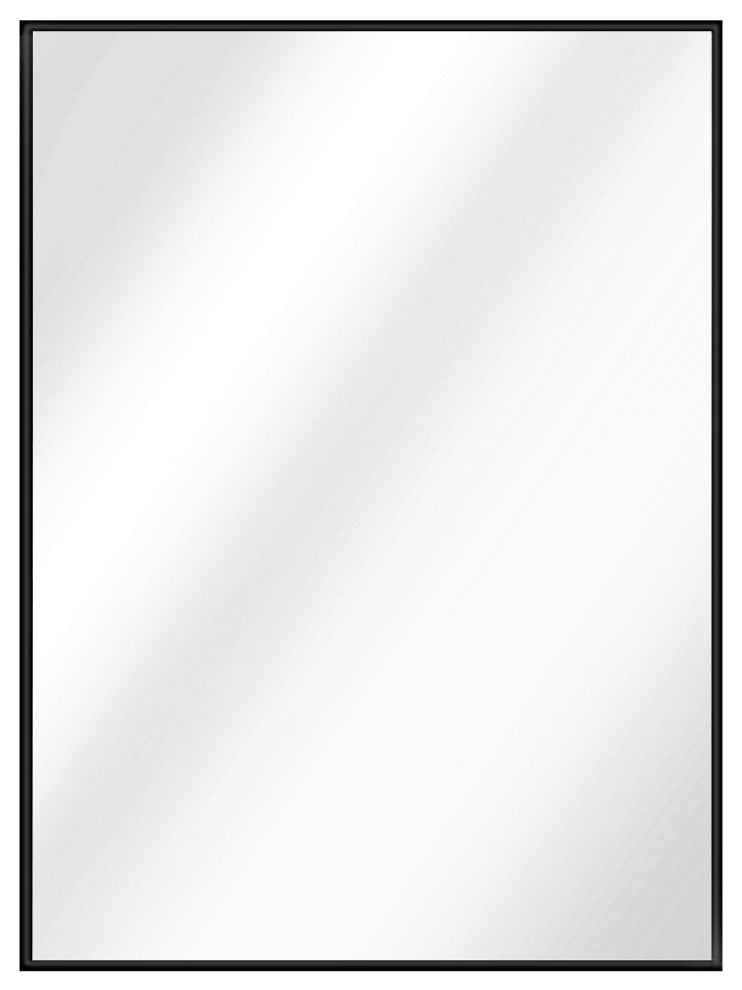 Easly Rectangular Aluminum Alloy Framed Mirror, Black, 26x38