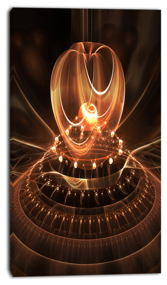 Modern Fractal Brown Dom, Oversized Abstract Canvas Art, 16"x32"