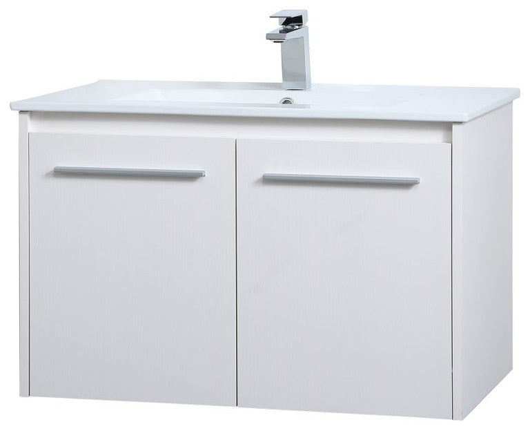 Single Bathroom Floating Vanity, White, 30"