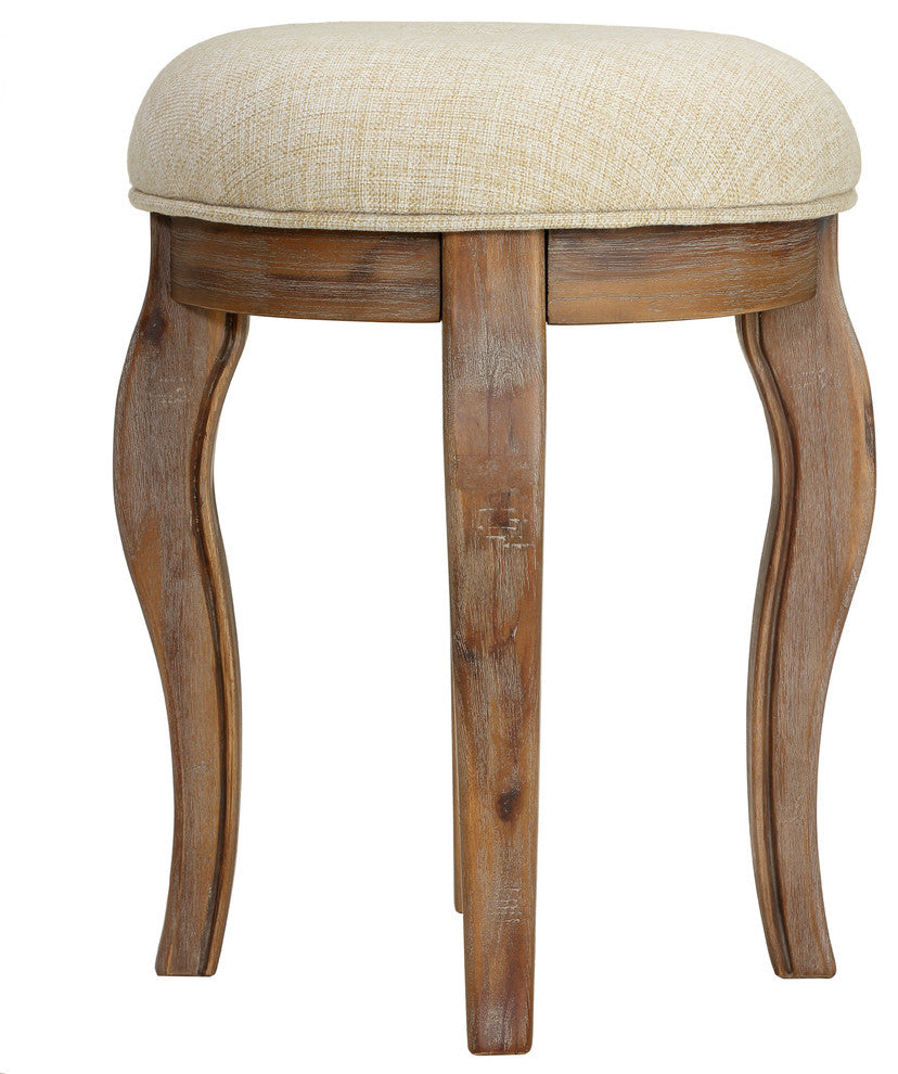 Cortesi Home "Versailles" Round Vanity Stool in Distressed Grey, 18" Tall
