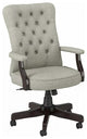 Classic Office Chair, Button Tufted Back & Padded Arms, Light Gray Fabric