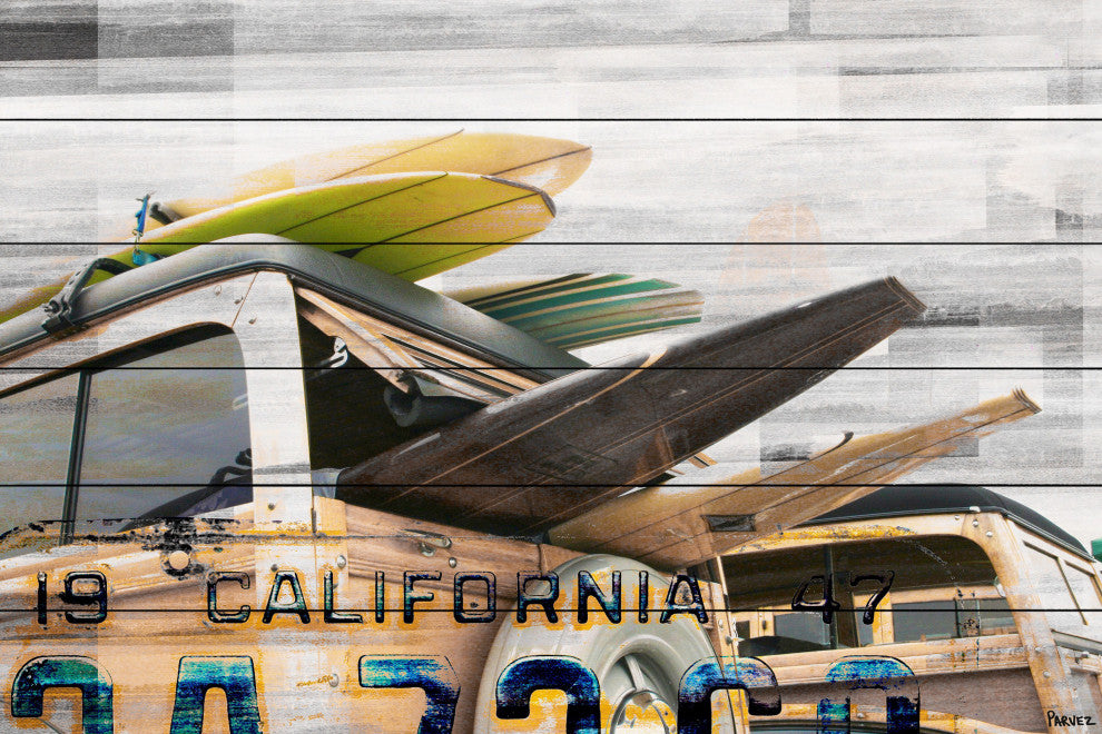 "Cali Day" Print on White Wood, 36"x24"
