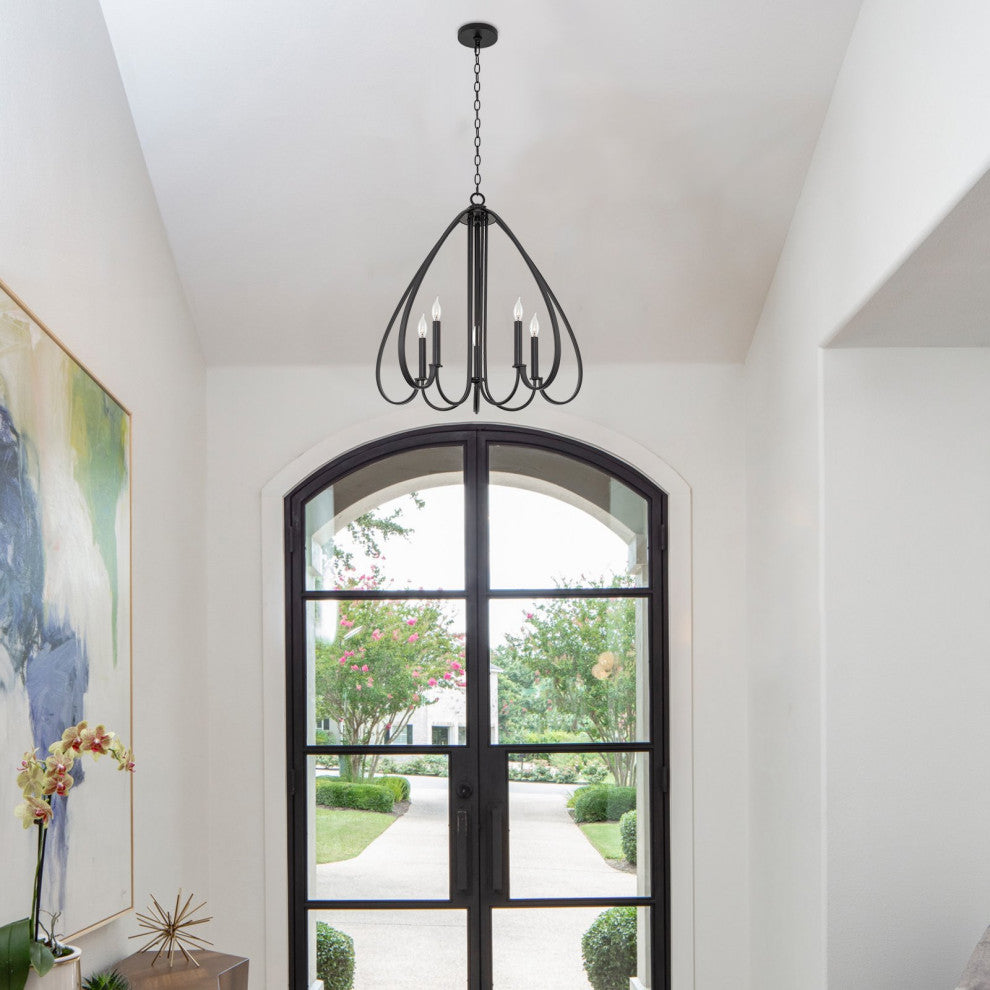 Kira Home Yarbrough 27" Farmhouse Pendant Chandelier, Delicate Curved Pendant