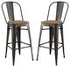 Bar Stool Chair Barstool, Set of 2, Wood, Metal, Brown, Modern, Bar Pub Bistro