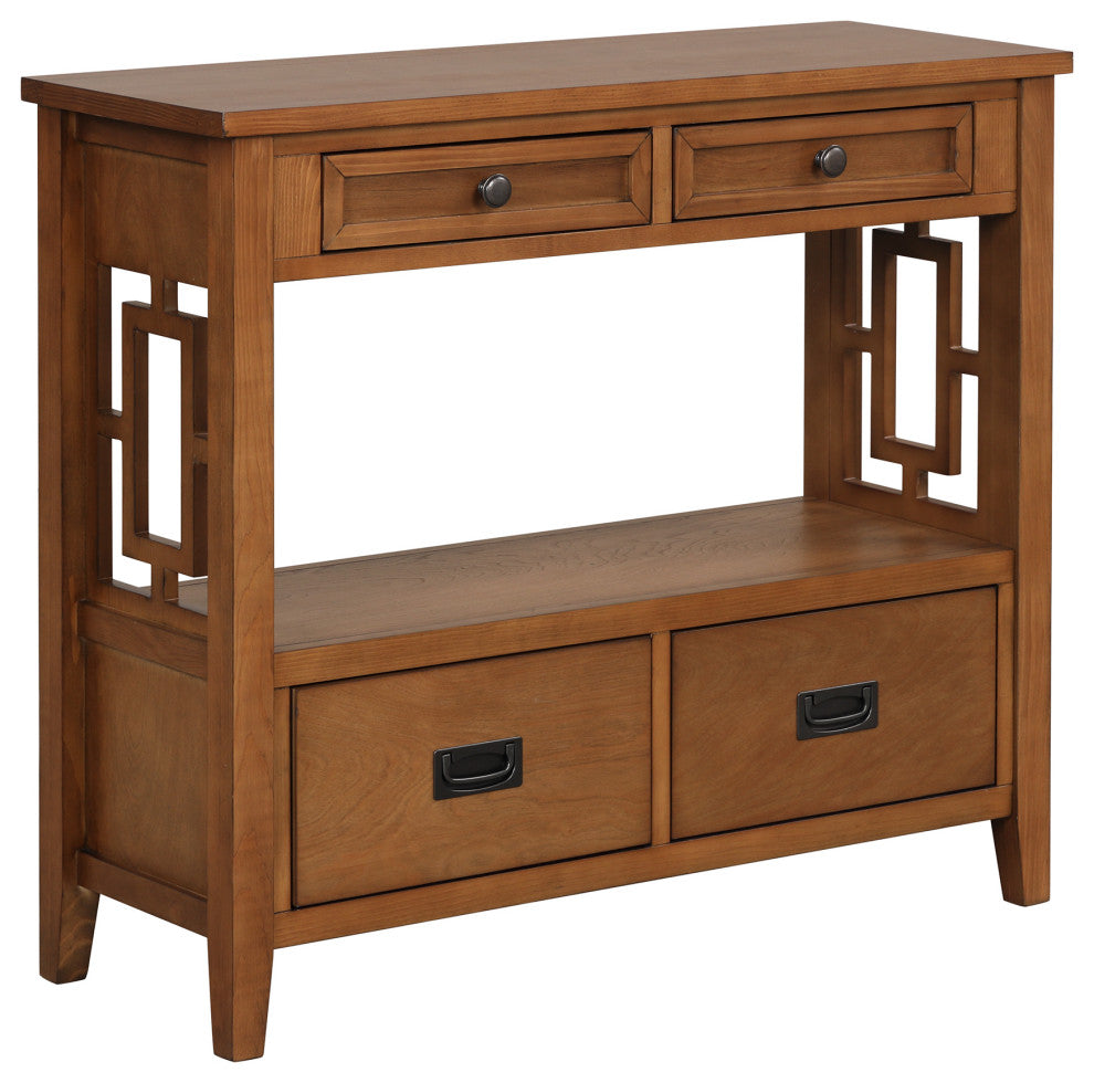 TATEUS  36" Farmhouse Pine Wood Console Table Entry Sofa Table with Drawers, Brown