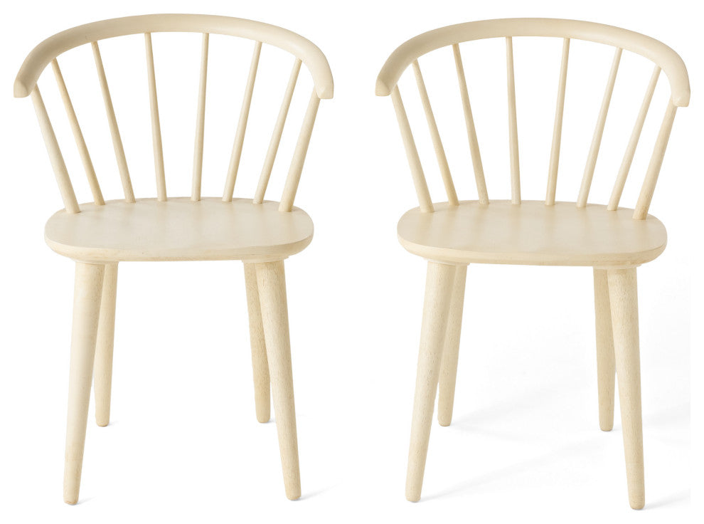 GDF Studio Bramote Countryside Rounded Back Spindle Dining Chairs, Set of 2