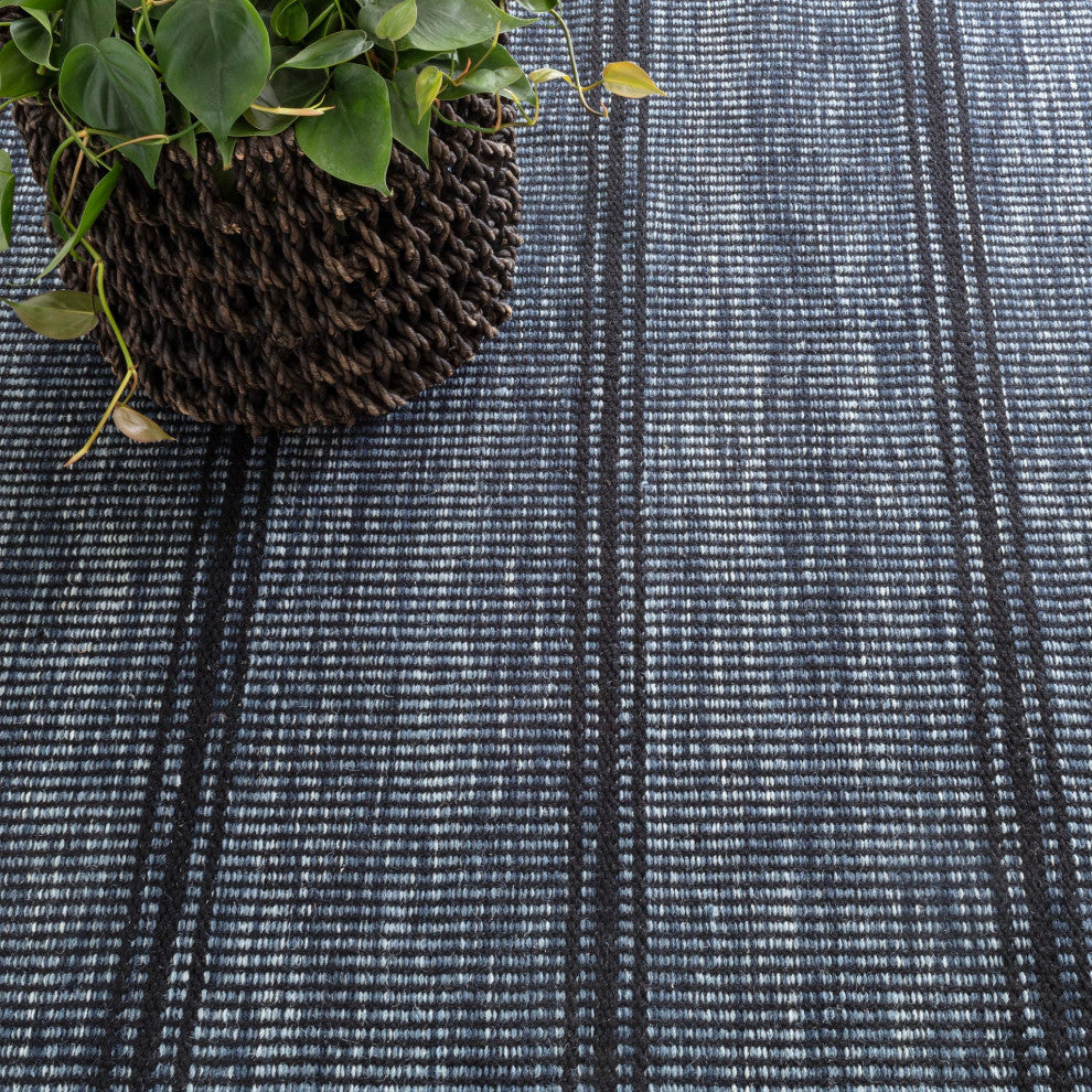 Dash & Albert Malta Navy Handwoven Wool Rug, Blue, 5' x 8'